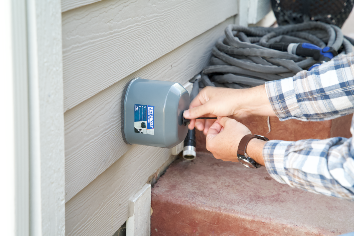 Installing a Pet-Proof Faucet Cover on an exterior faucet